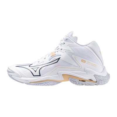 Zapatillas Para Voleibol Mizuno WAVE Lightning Z8 Mid Mujer Blancos / Azul Marino / Naranjas Claro